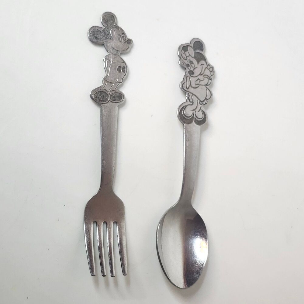 Vintage Mickey and Minnie Mouse Childs Fork & Spoon